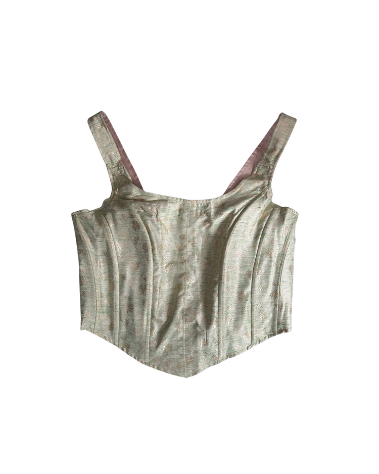 mint brocade corset