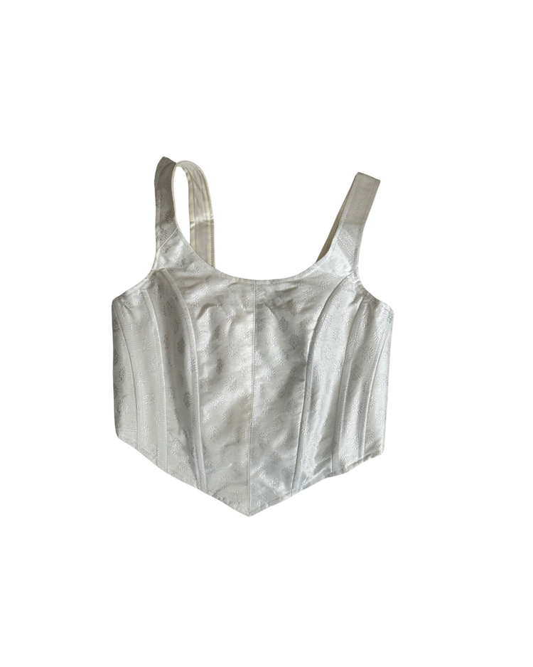 white brocade corset