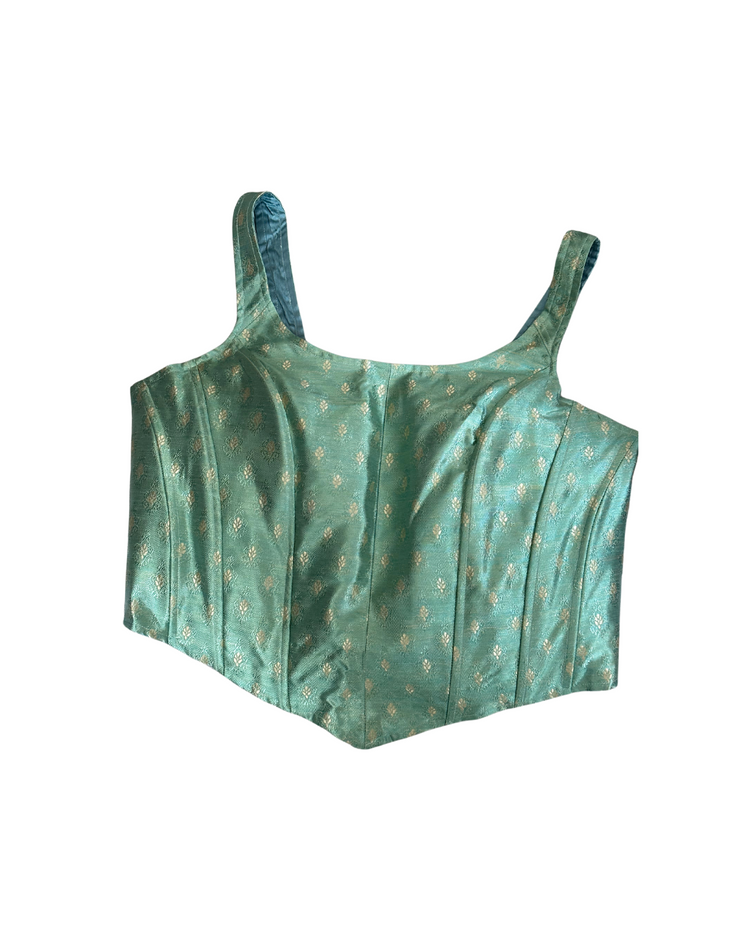 dark mint brocade corset
