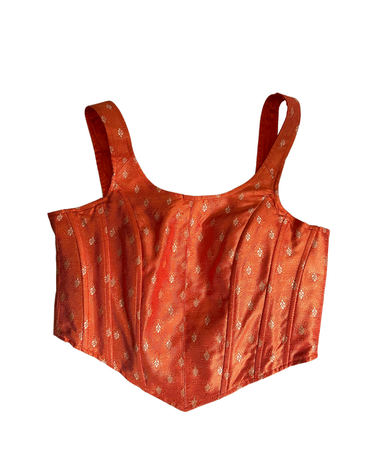 dark orange brocade corset