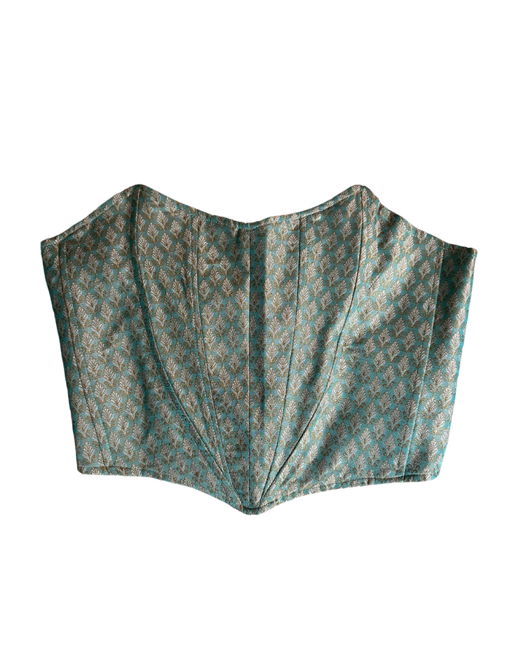 light blue brocade corset