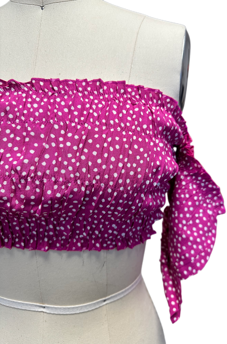 Dark Pink Polka Dot ( Saree and Blouse )