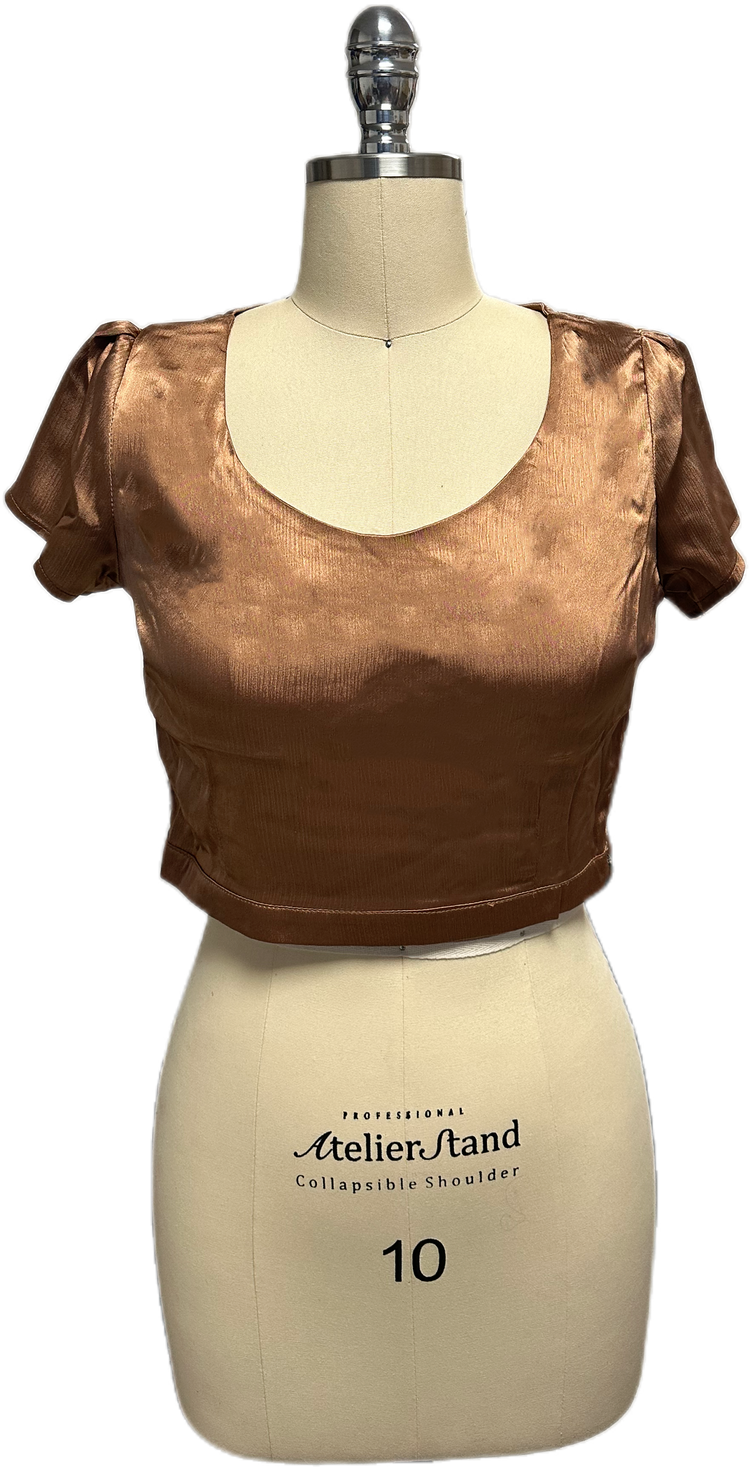 Mocha Brown Cap Sleeve ( Saree and Blouse )