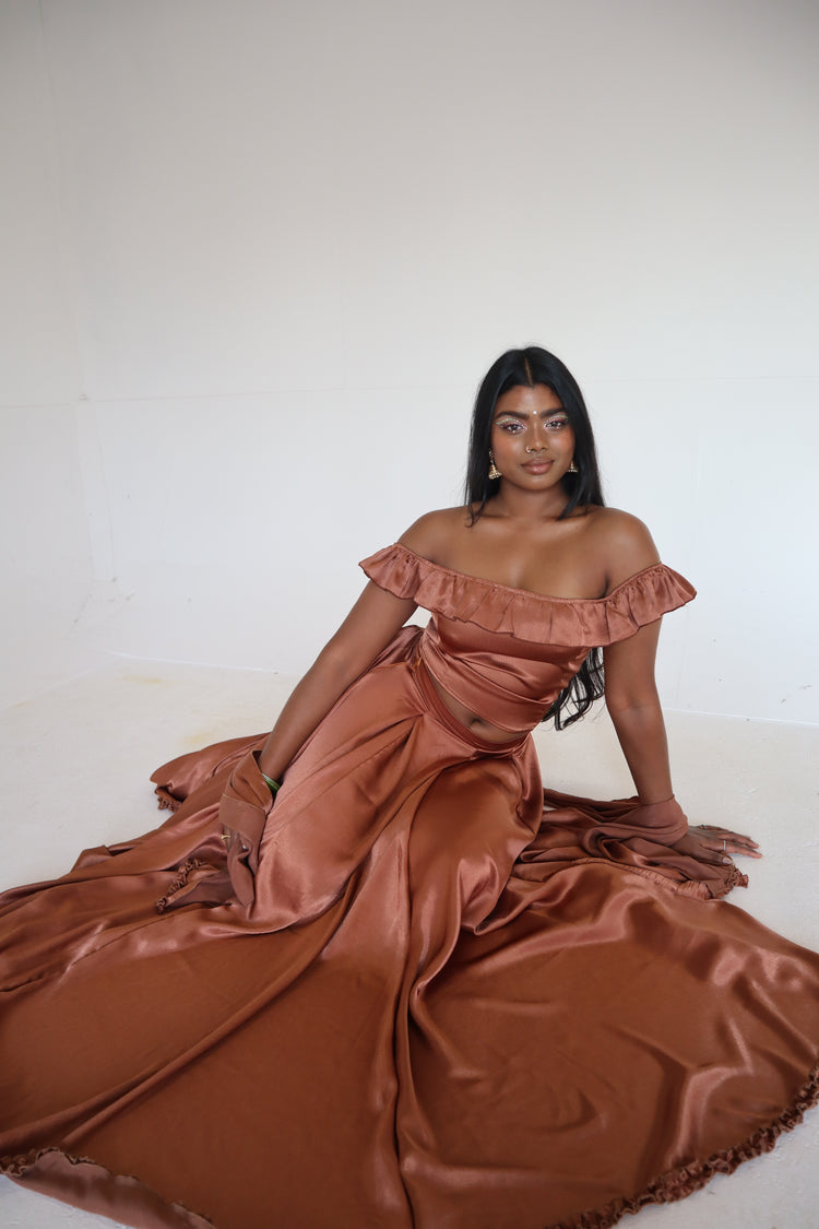 Chocolate Brown Lehenga Skirt