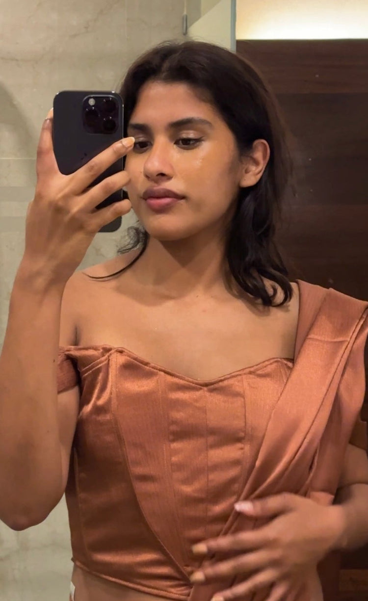 BROWN CORSET TOP TIE UP