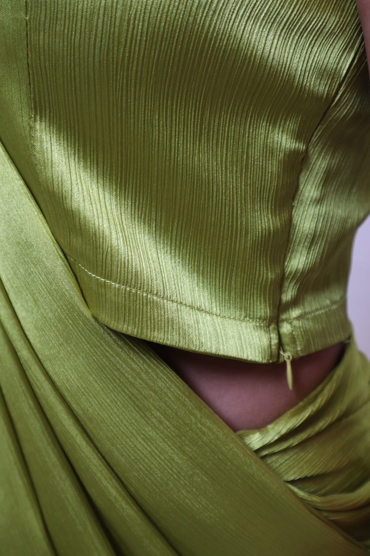 Kanya London Cami and Saree Co-Ord Lime Colour