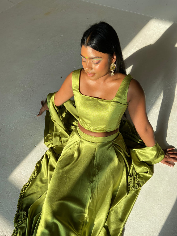 Lime Green Lehenga  Skirt