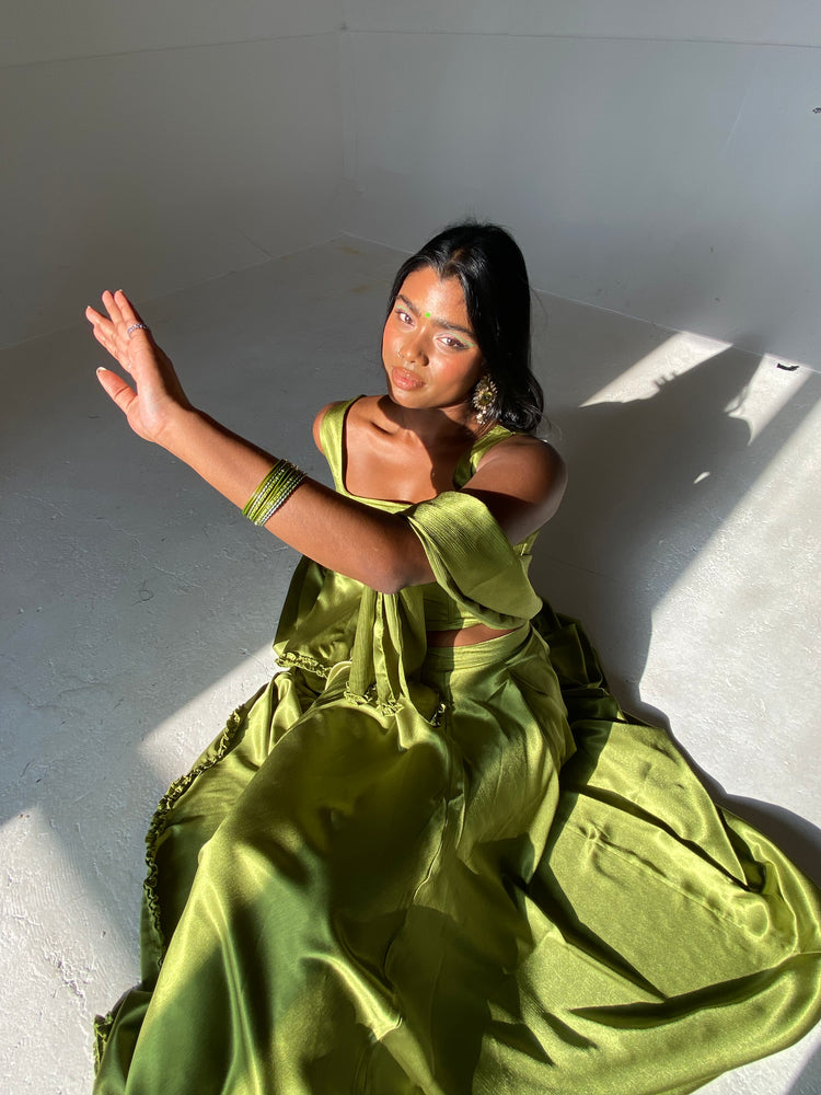 Lime Green Lehenga  Skirt