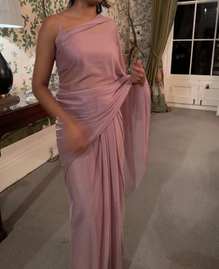 Lilac Spaghetti Strap Top Saree