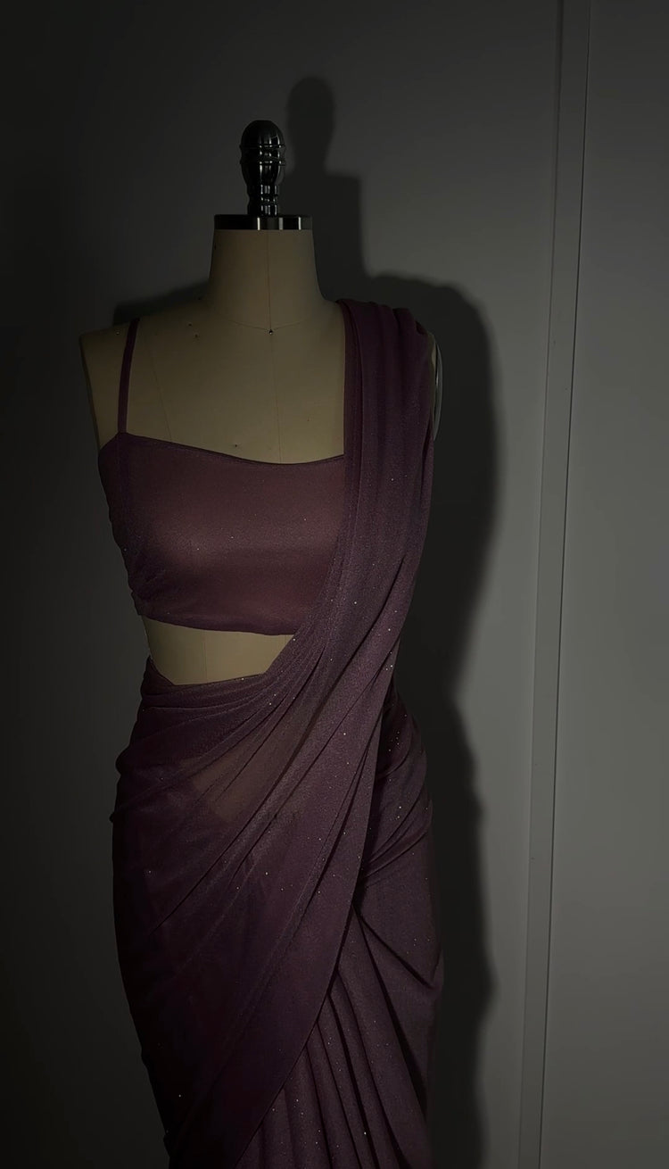 Lilac Spaghetti Strap Top Saree