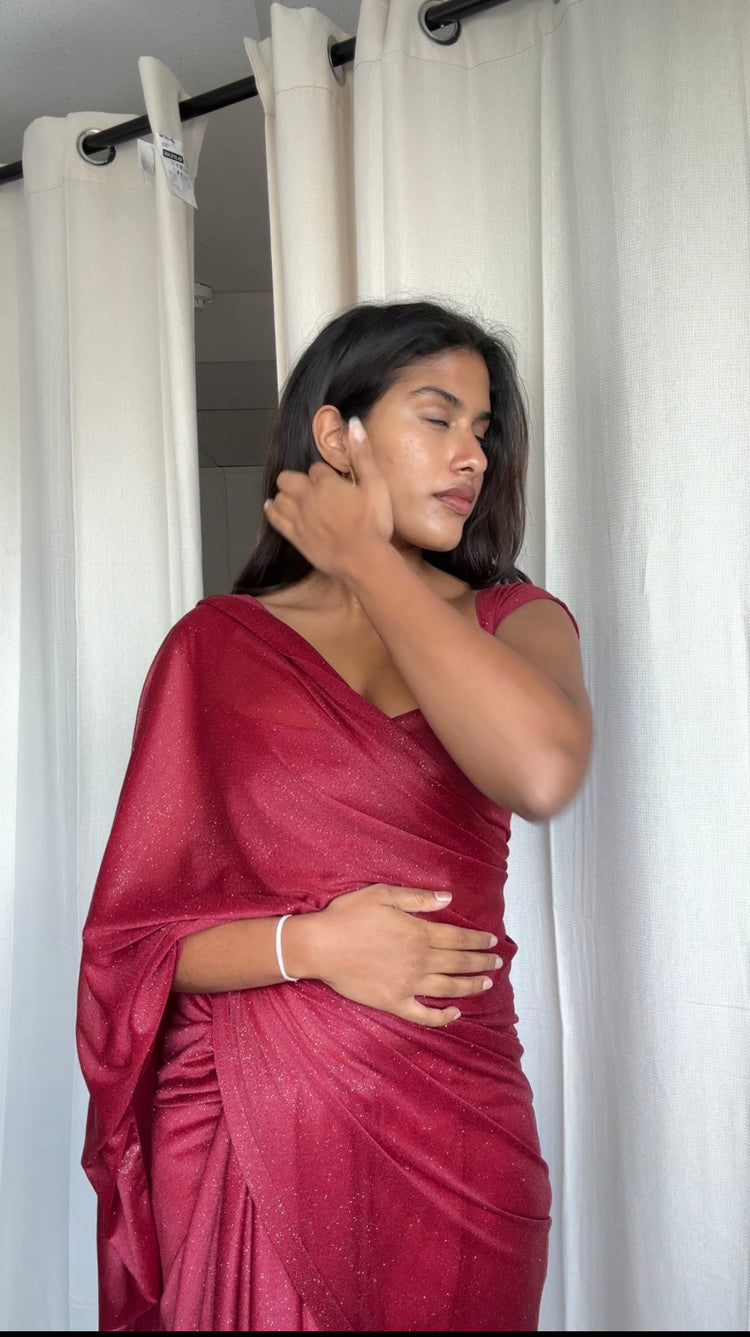 GLITTER SAREE SWEETHEART TOP MAROON