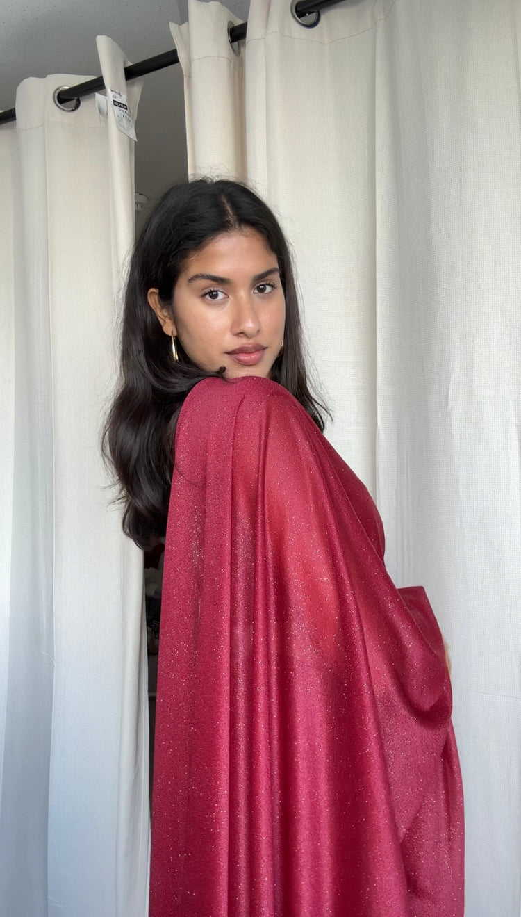 GLITTER SAREE SWEETHEART TOP MAROON