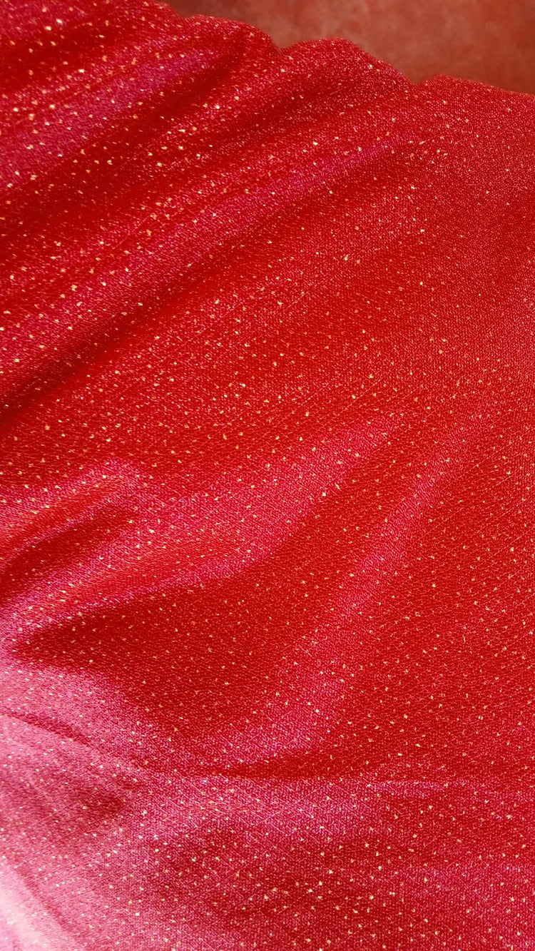 GLITTER SAREE LONG SLEEVE MAROON