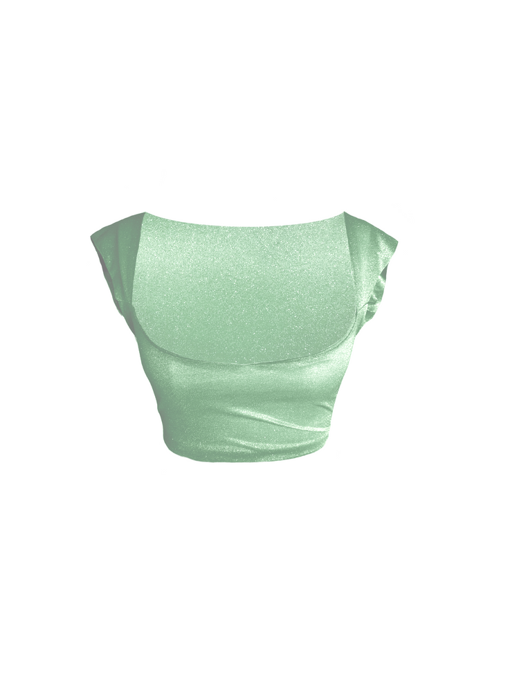 GLITTER SAREE SWEETHEART TOP SAGE