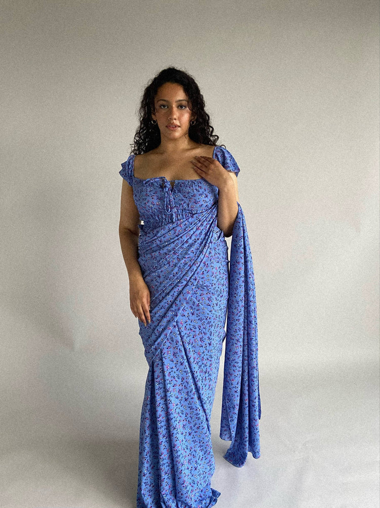 Violet Floral Chiffon Top