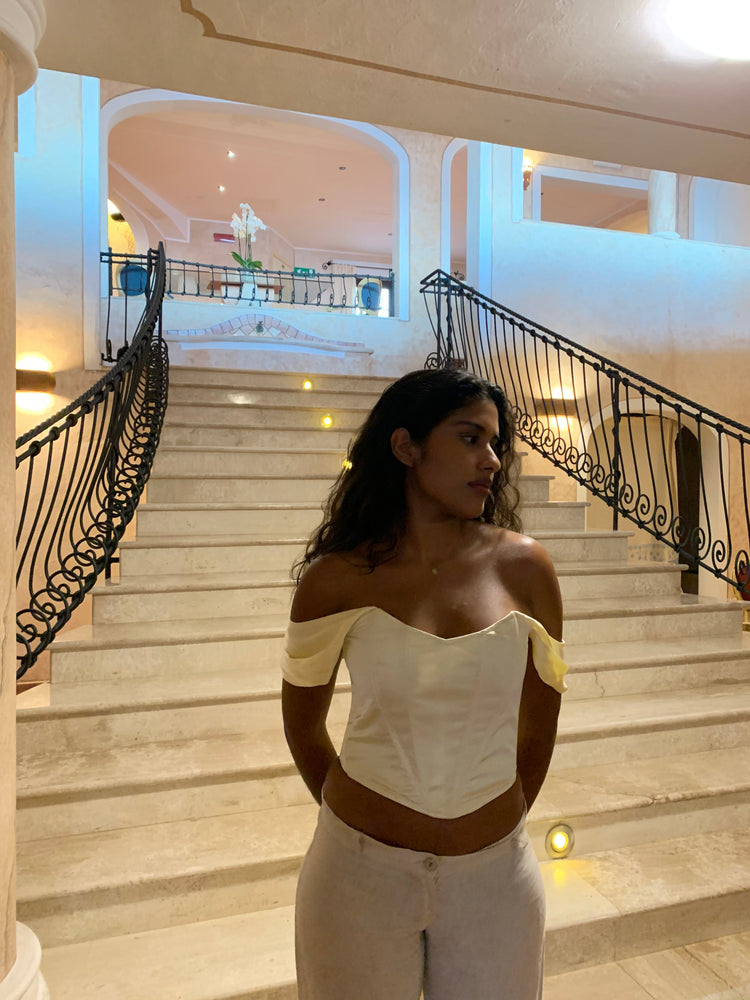 Cream Corset Satin Top