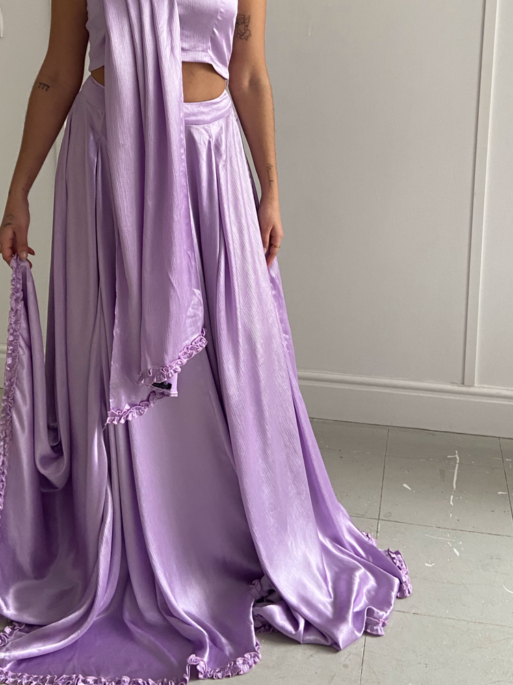 Lilac Lehenga Skirt & Shawl