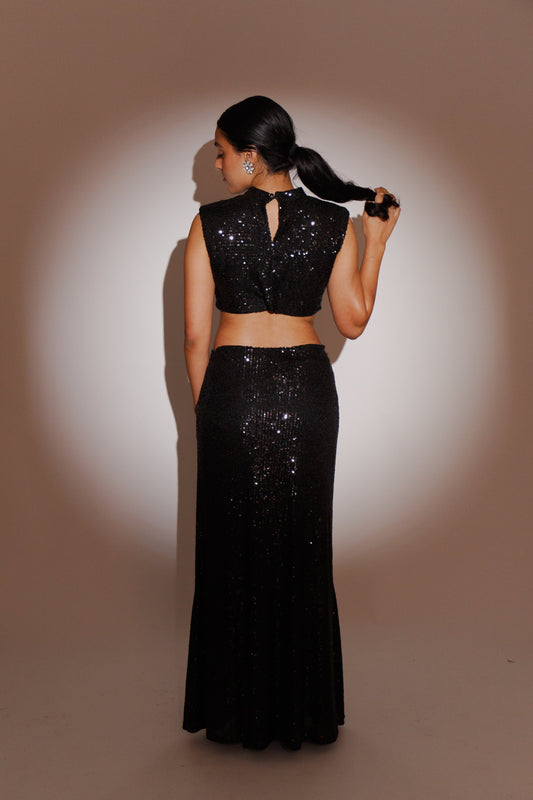 RESALE | Black Sequins Maxi Skirt