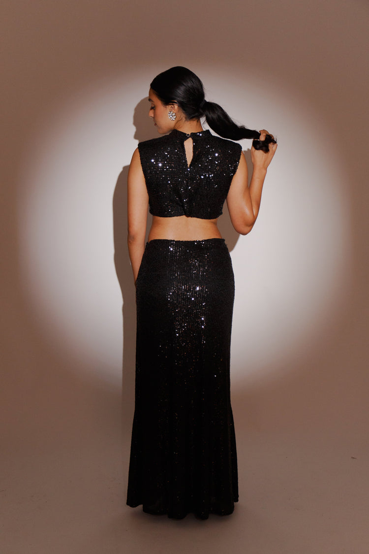 RESALE | Black Sequins Maxi Skirt