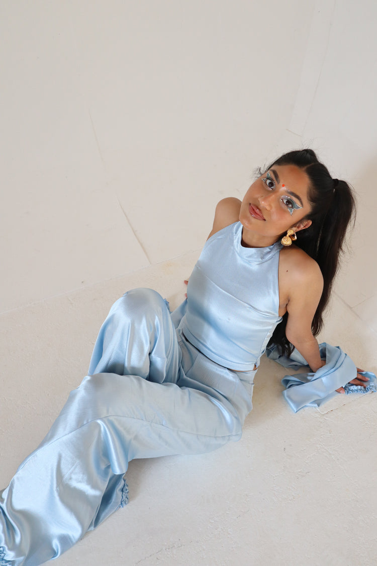 Light Blue Silk Trousers
