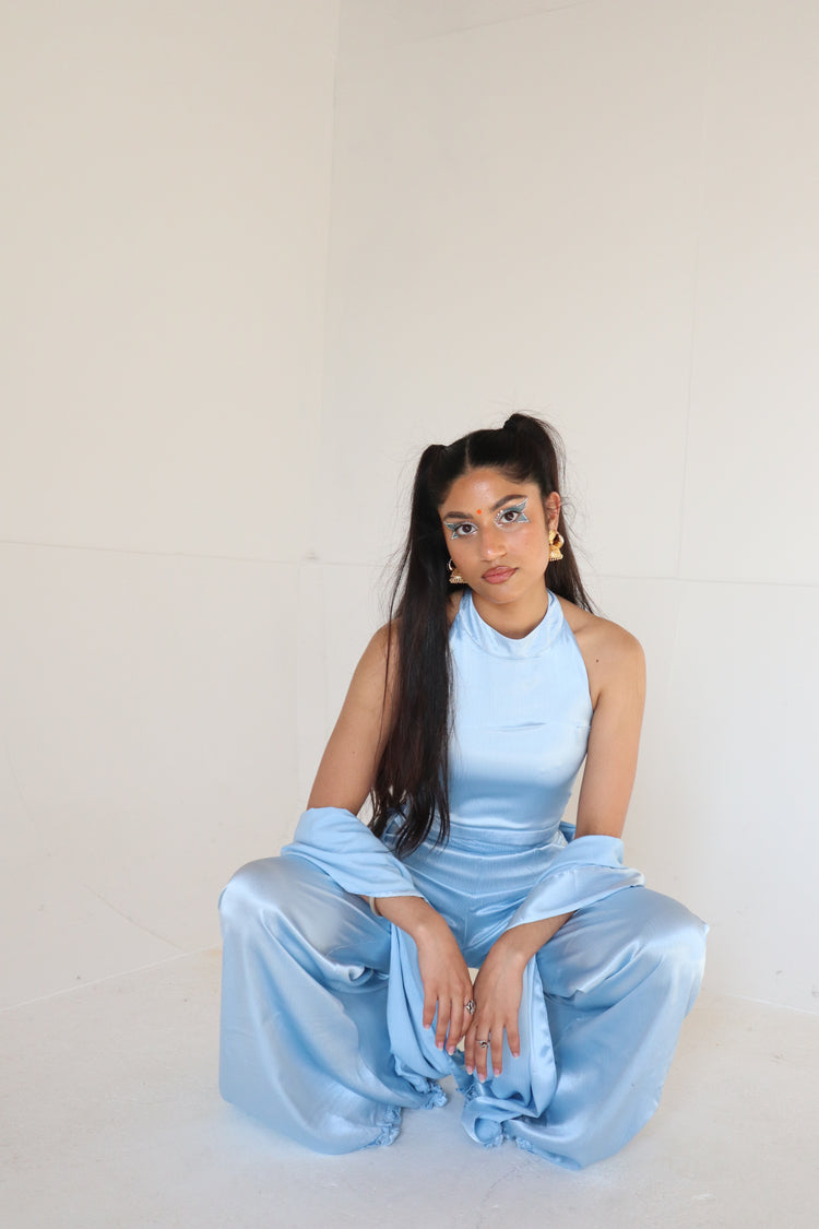 Light Blue Silk Trousers