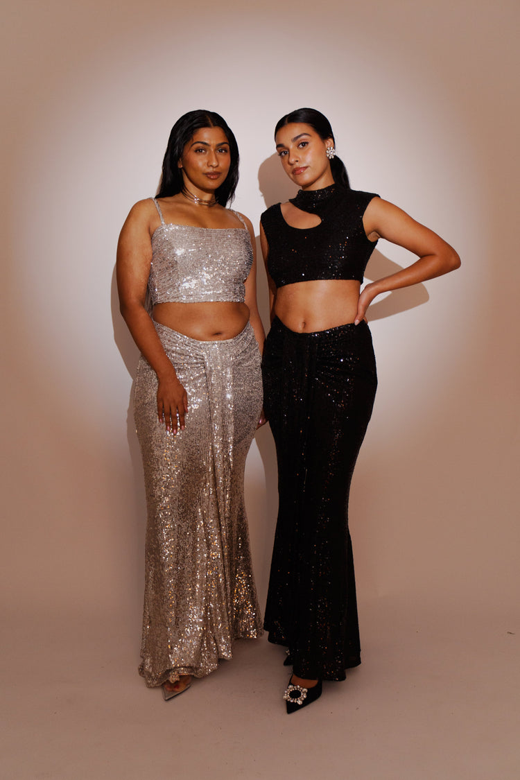 RESALE | Black Sequins Maxi Skirt