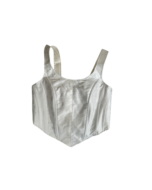 white brocade corset