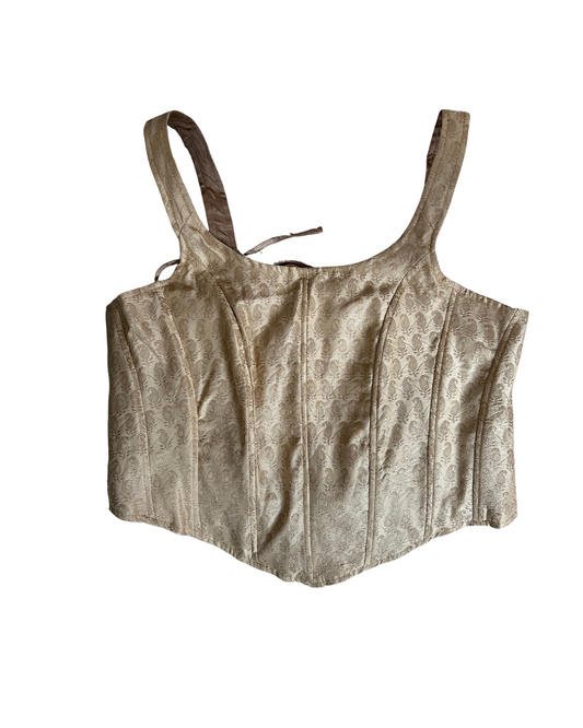 champagne and gold brocade corset