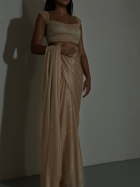 GLITTER SAREE SWEETHEART TOP GOLD