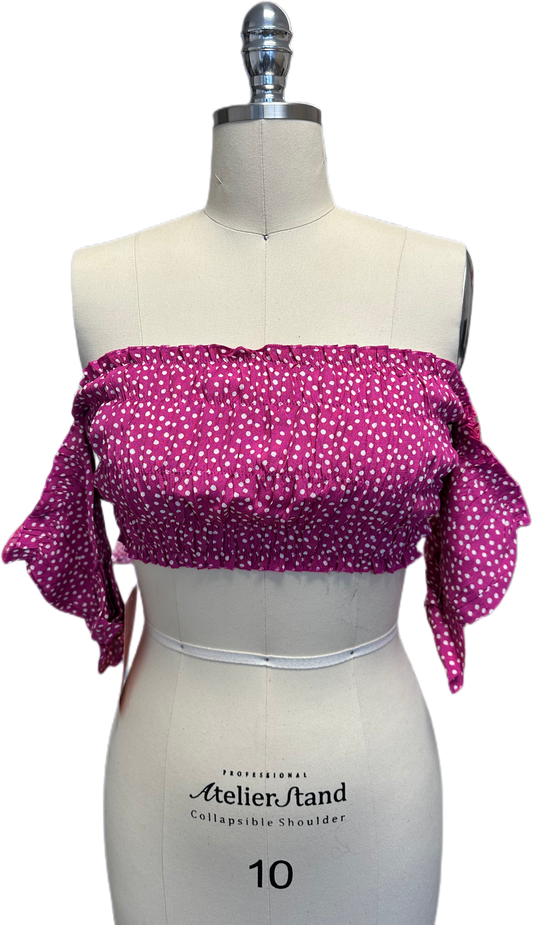 Dark Pink Polka Dot ( Saree and Blouse )
