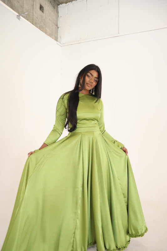 Lime Green Lehenga  Skirt