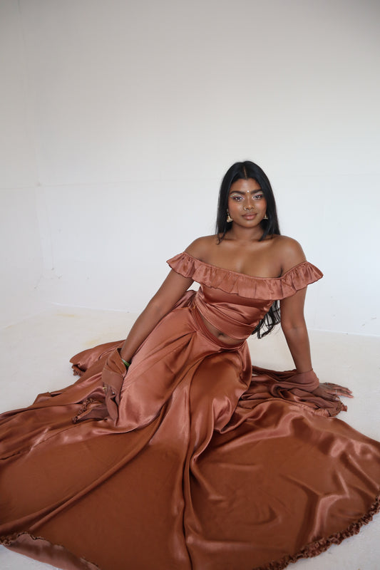 Chocolate Brown Lehenga Skirt