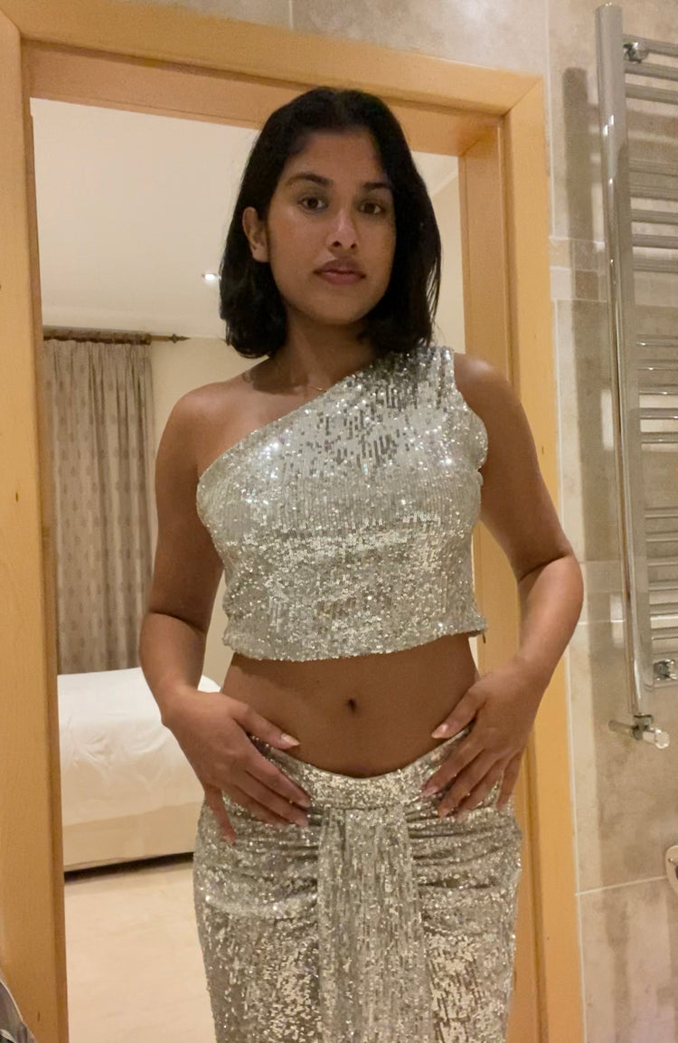 Silver Sequin Skirt