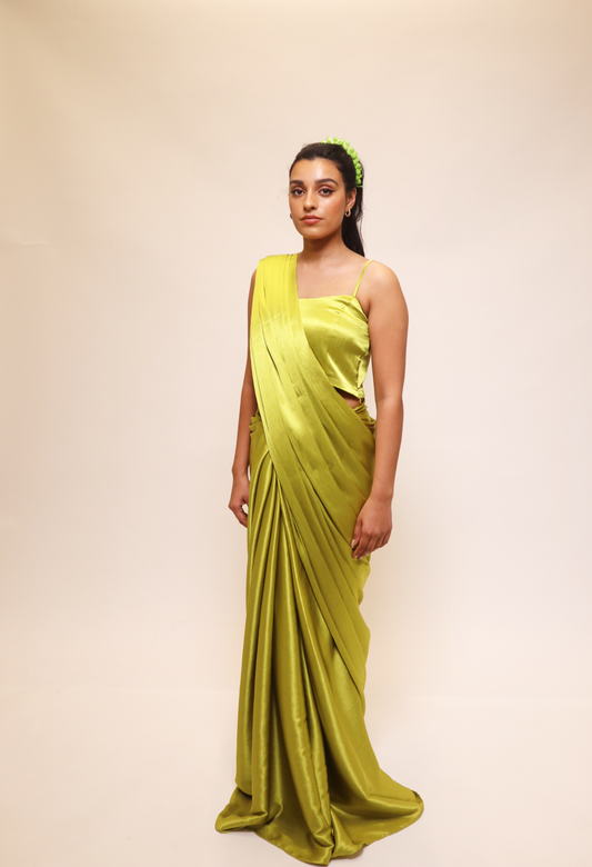 Kanya London Cami and Saree Co-Ord Lime Colour