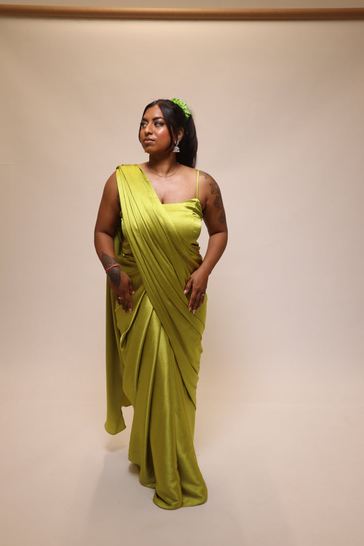 Kanya London Cami and Saree Co-Ord Lime Colour