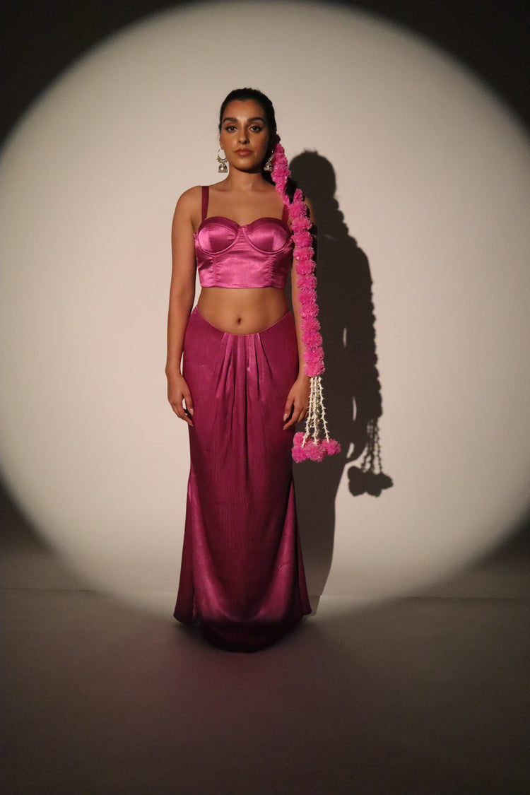 Kanya London Fishtail Satin Purple Co-Ord