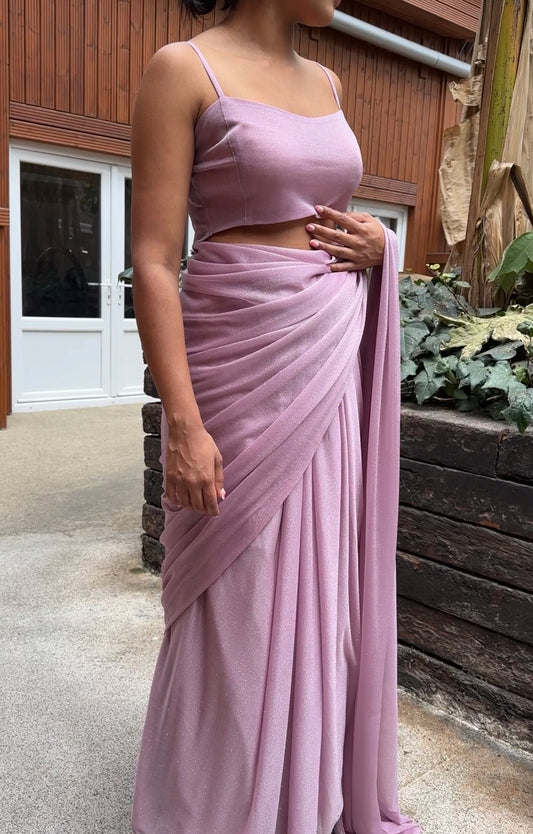 Lilac Spaghetti Strap Top Saree