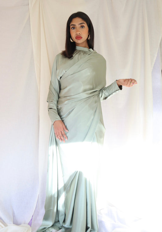 Custom colour long Sleeve top  High neck and Saree -5 week wait