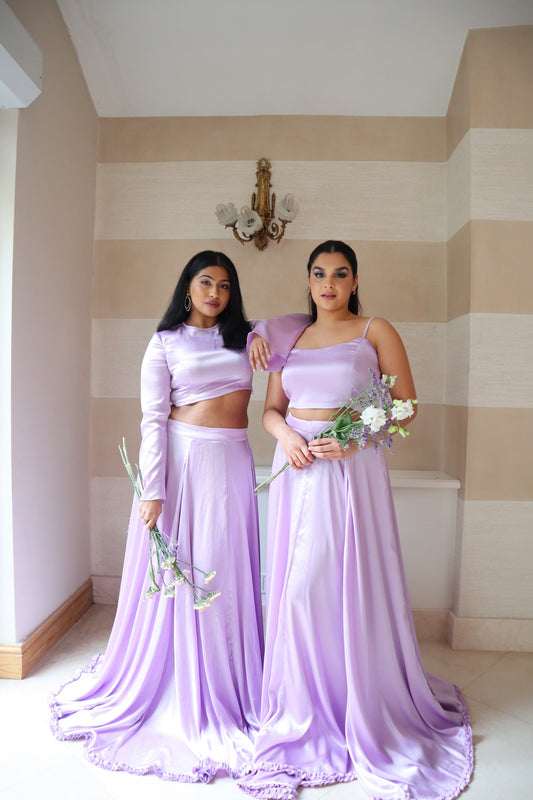 Lilac Lehenga Skirt & Shawl