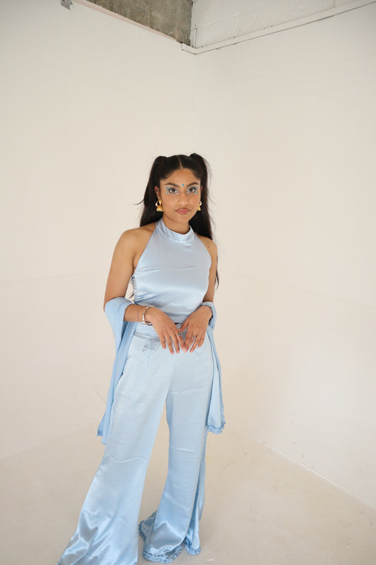 Light Blue Silk Trousers